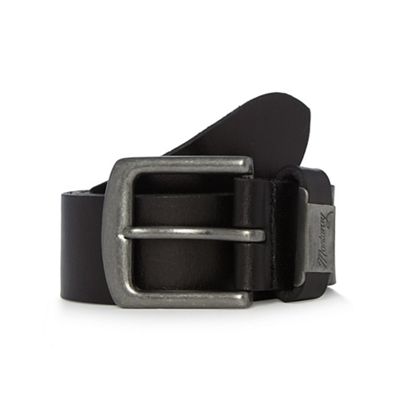 Black leather branded keeper belt
